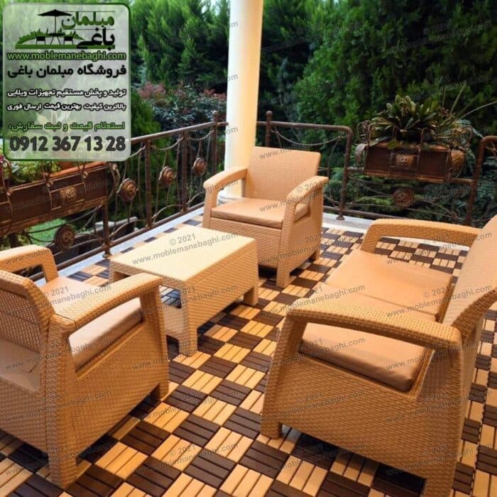 میز و صندلی حصیری مناسب بالکن و تراس بزرگ