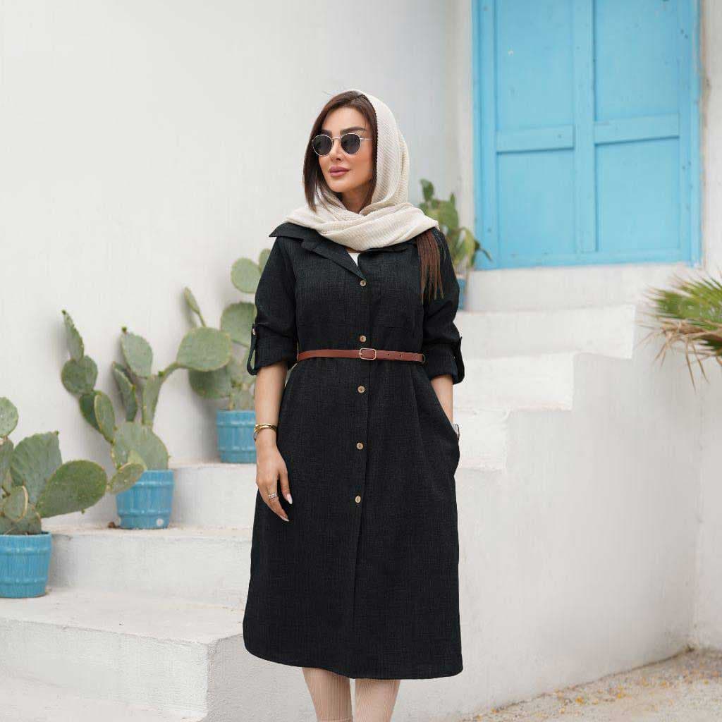 مانتو بلند یقه مردانه کد 51 — تصویر ۵