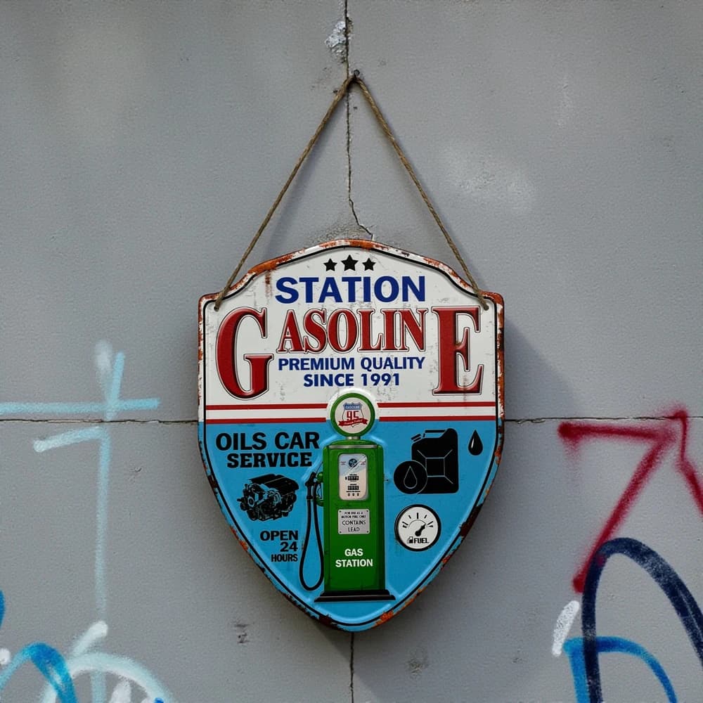 تابلو آویز فلزی طرح gasoline