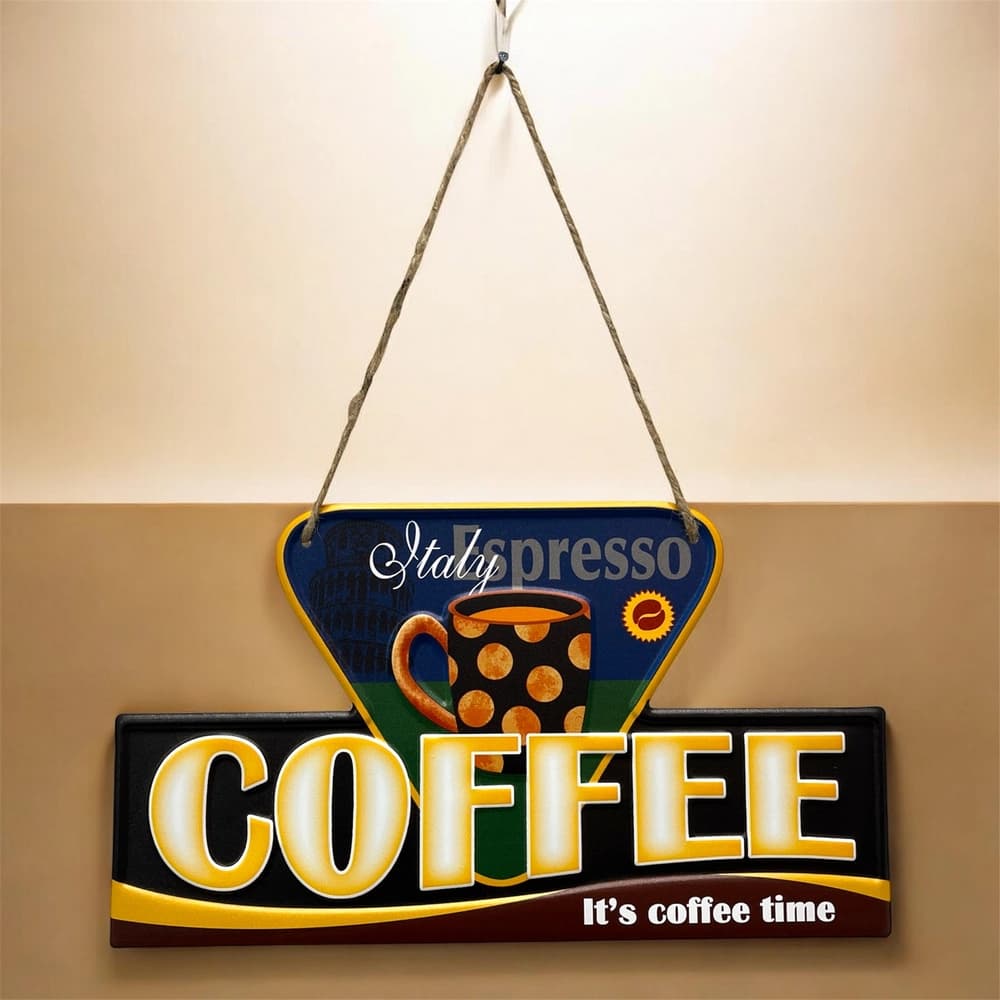 تابلو فلزی آویز طرح Coffee Italy Espresso