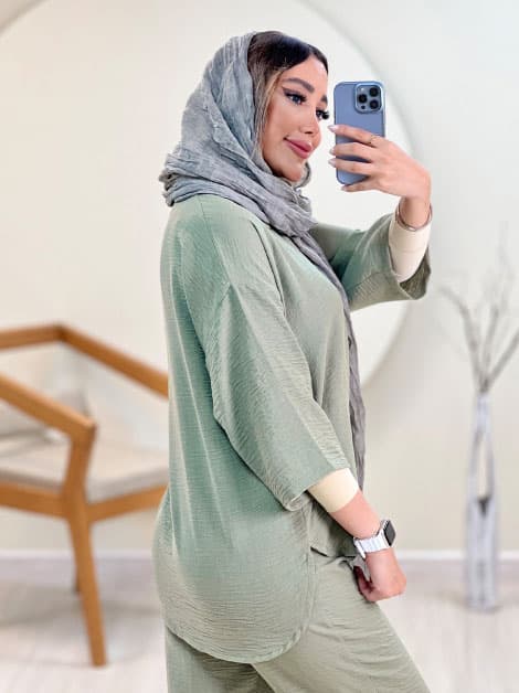 ست شومیز و شلوار جلو بسته کد 766 — تصویر ۴