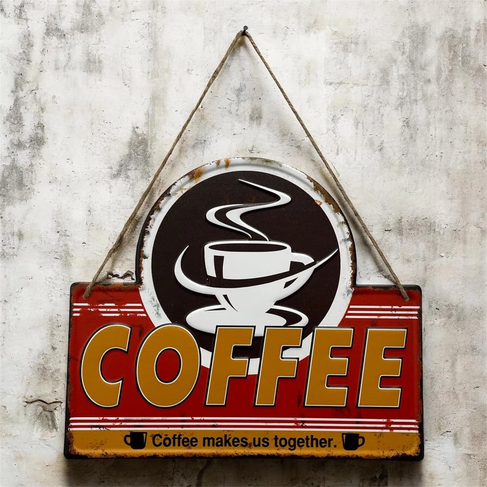 تابلو فلزی آویز طرح Coffee قرمز