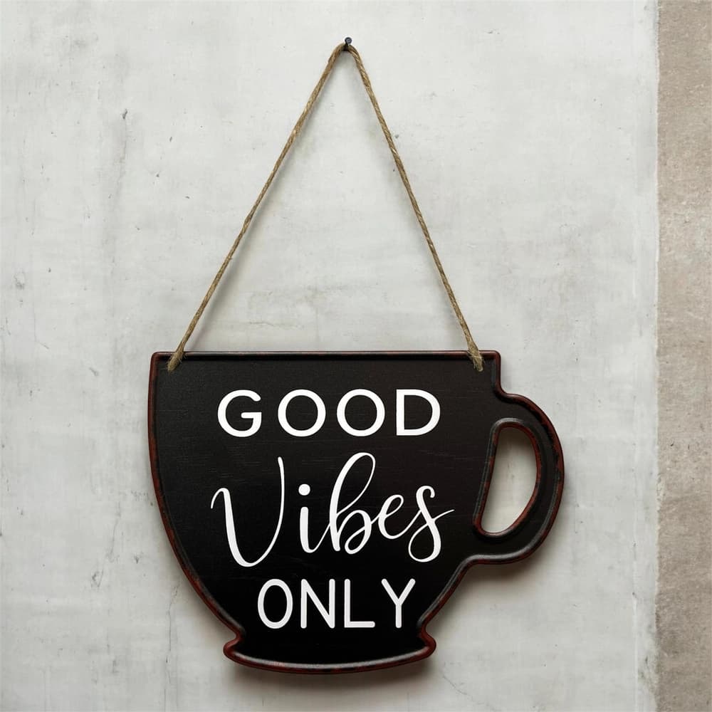 تابلو فلزی برجسته طرح فنجان Good Vibes