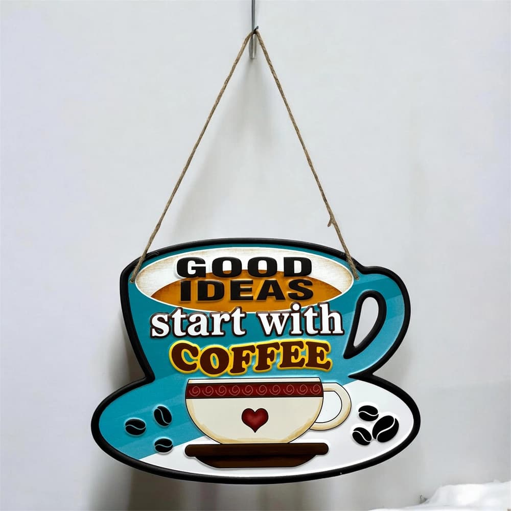 تابلو فلزی برجسته طرح فنجان Start With Coffee