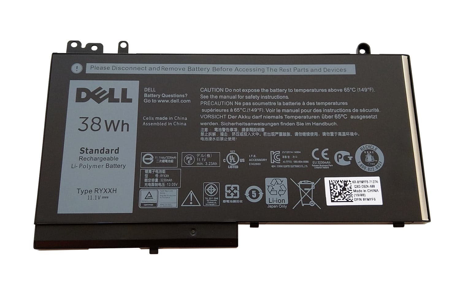 باتری اورجینال لپ تاپ دل Dell E5250 E5270 E5450 E5550 RYXXH — تصویر ۳