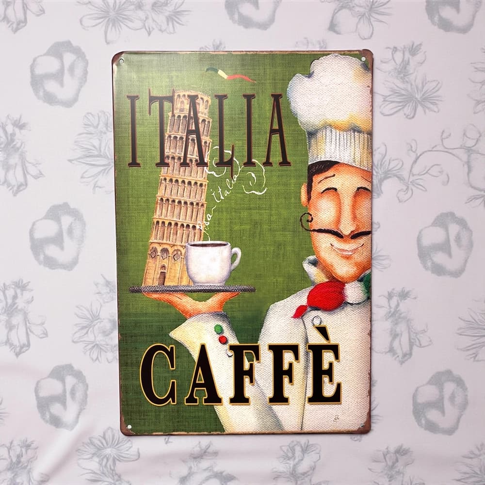 تابلو فلزی طرح italian coffee سایز 20×30