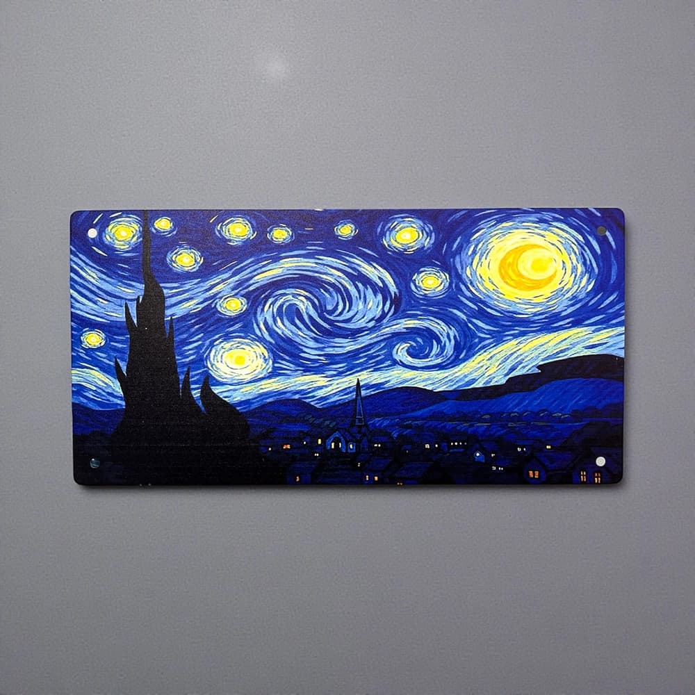 تابلو فلزی طرح شب پرستاره ونگوگ سایز 15×30