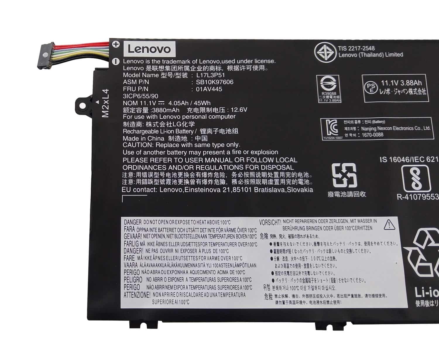 باتری 3 سلولی L17M3P52 لپ تاپ لنوو ThinkPad R480 ، E490 — تصویر ۴