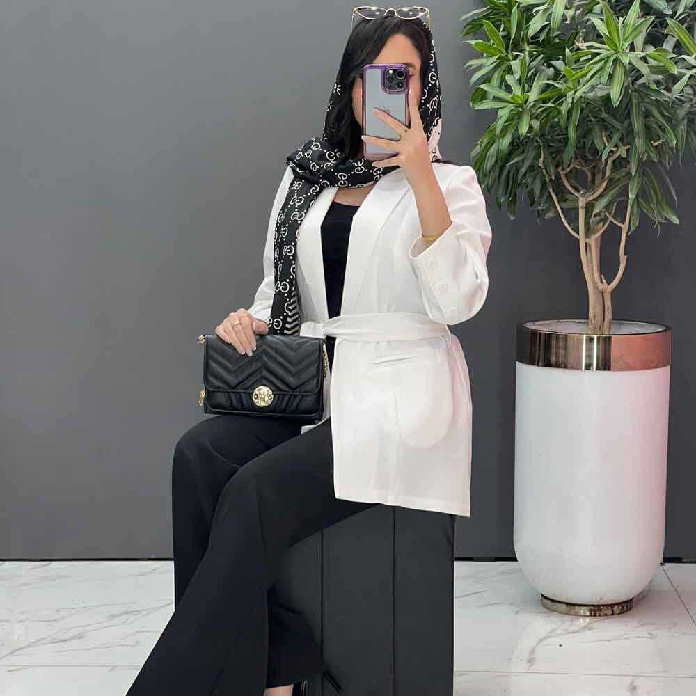 مانتو کتی کوتاه کمربند دار کد 28 — تصویر ۶