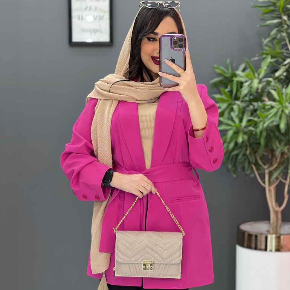 مانتو کتی کوتاه کمربند دار کد 28
