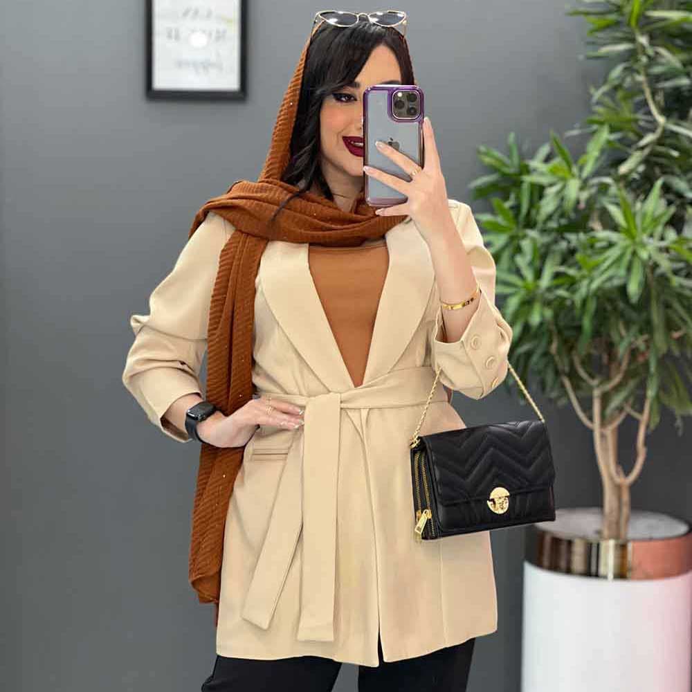 مانتو کتی کوتاه کمربند دار کد 28 — تصویر ۷