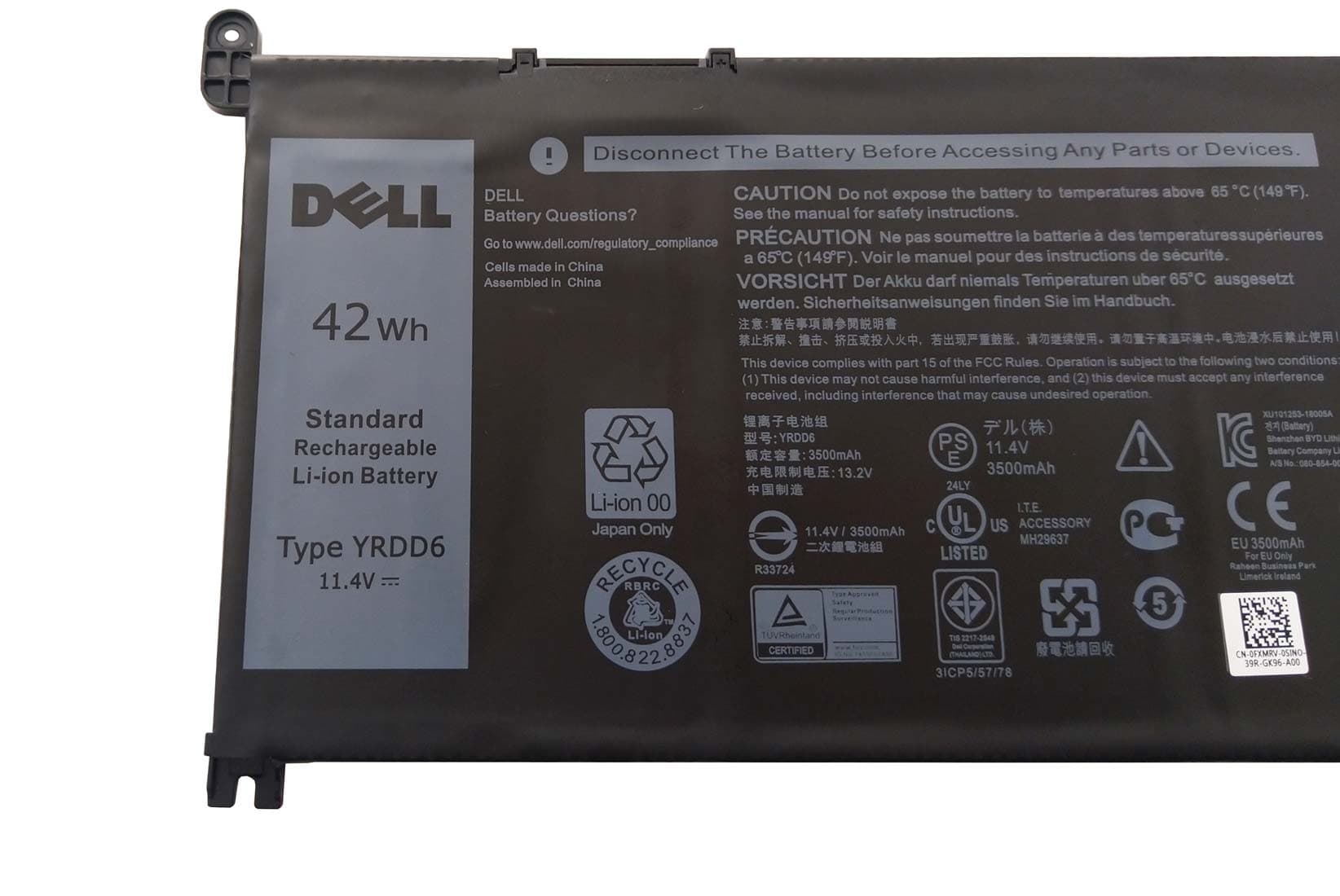 باتری لپ تاپ دل Inspiron 5481 / Vostro 3491 / Latitude 3400 – YRDD6 اورجینال — تصویر ۳
