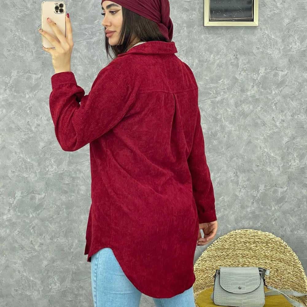 مانتو کبریتی پاییزه یقه مردانه — تصویر ۴