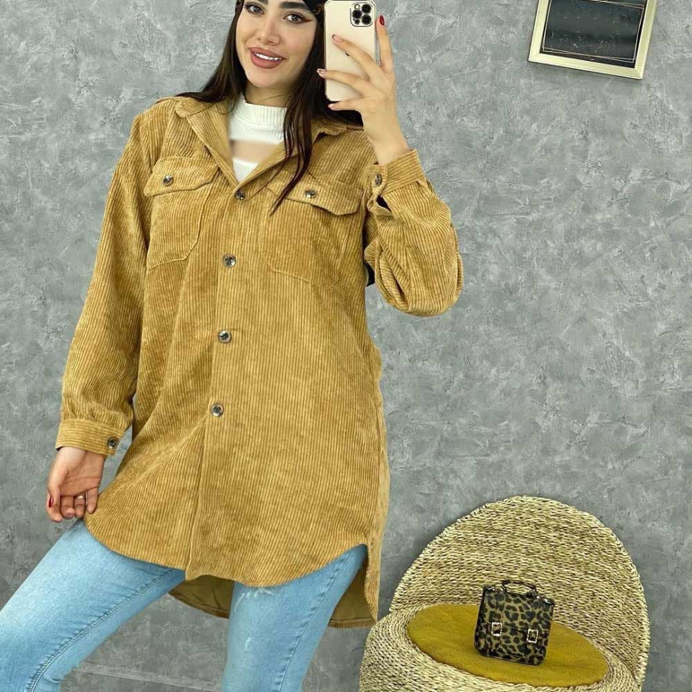 مانتو کبریتی پاییزه یقه مردانه — تصویر ۸