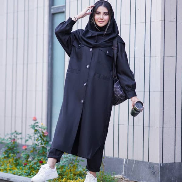 مانتو دانشجویی یقه مردانه کد 980 — تصویر ۵