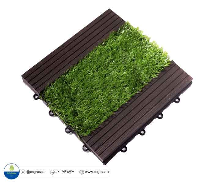 تایل چوب پلاست و چمن مدل ساج کد 02 بسته 12 عددی