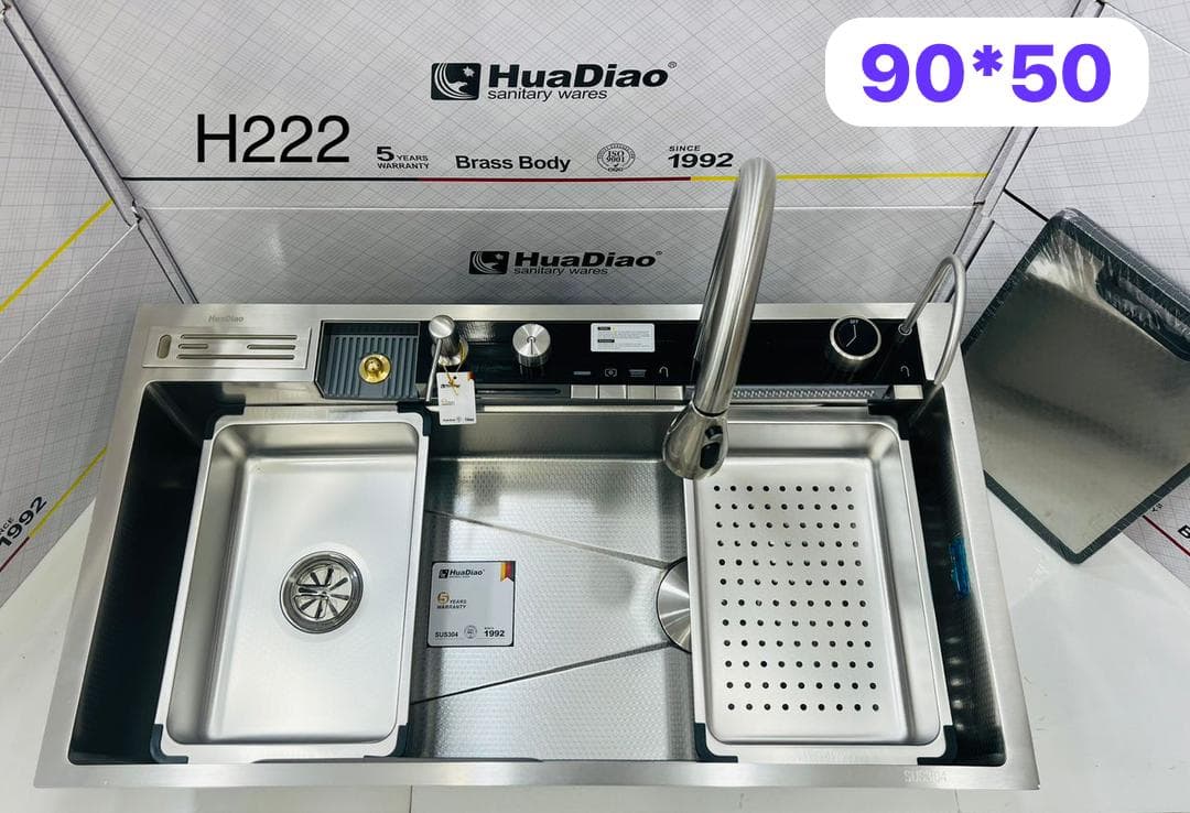 سینک پیانویی 5 کلید 90 سانتی هوادیاو استیل | استیل 304 گرید A