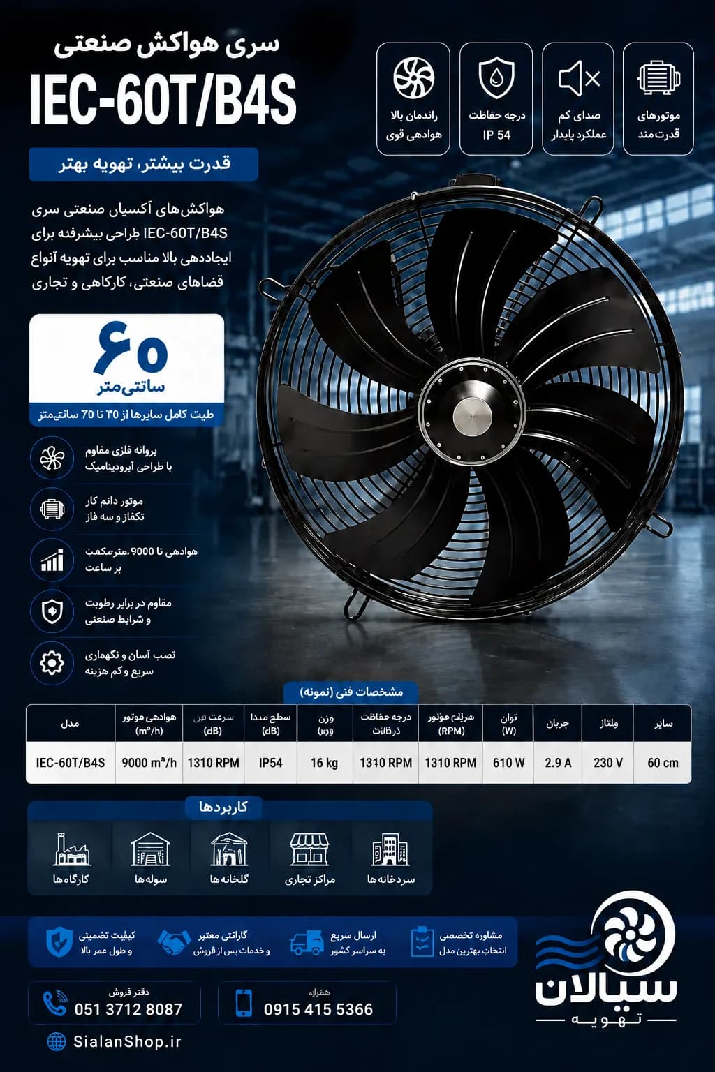 هواکش 60 معکوس ژنیران IEC-60T/B4S