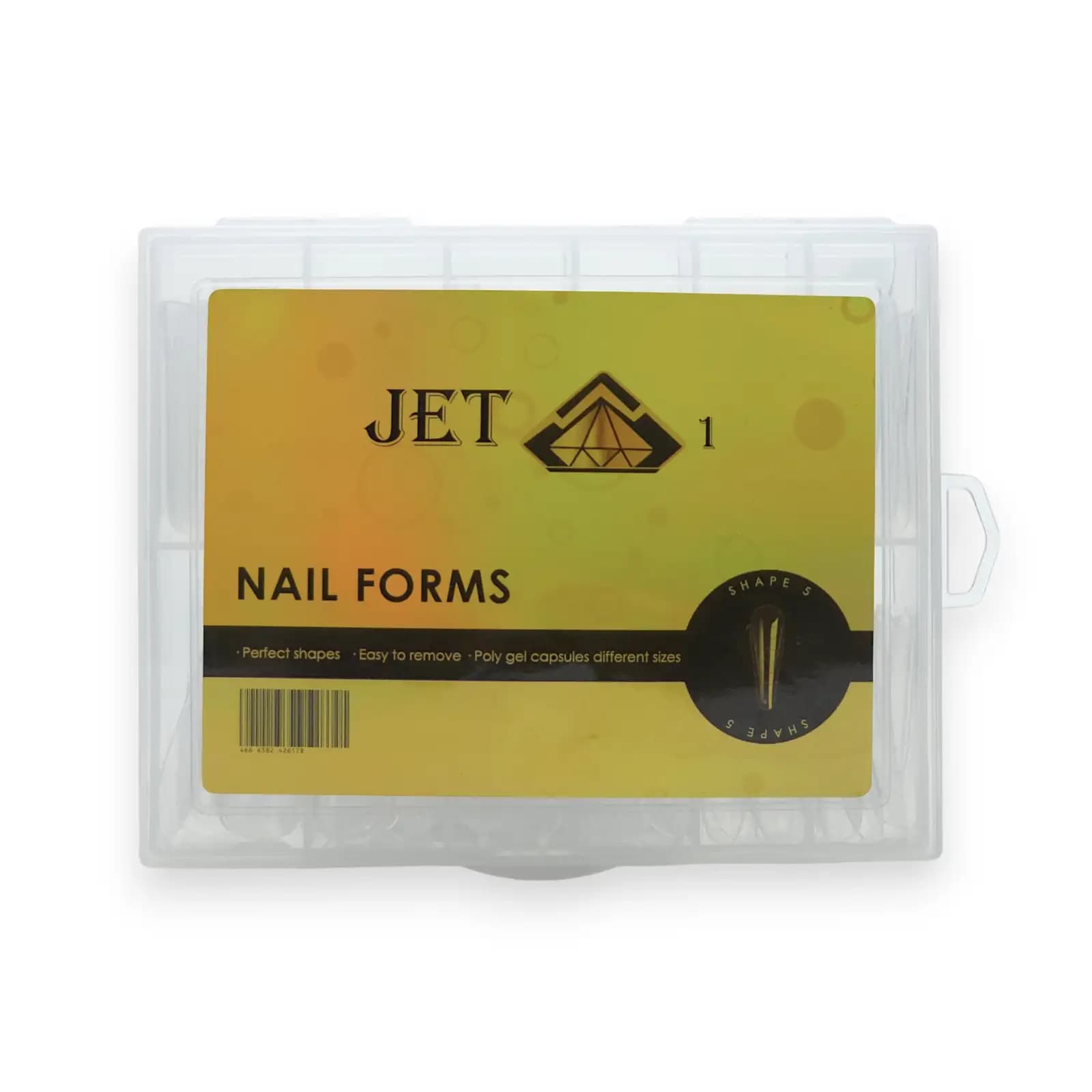 قالب کاشت ناخن جت مدل ۱ شکل ۵ (Jet 1 Nail Forms Shape 5) | تیپ دوال فرم شفاف پلی ژل | بسته 120 عددی