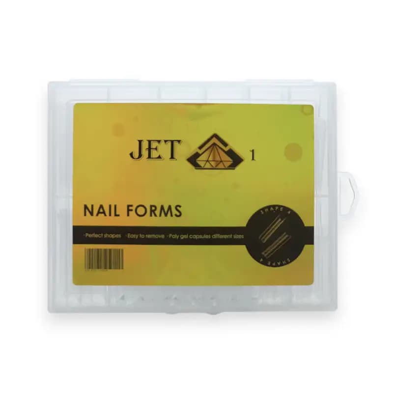 قالب کاشت ناخن جت مدل ۱ شکل ۴ (Jet 1 Nail Forms Shape 4) | تیپ دوال فرم شفاف پلی ژل | بسته 120 عددی