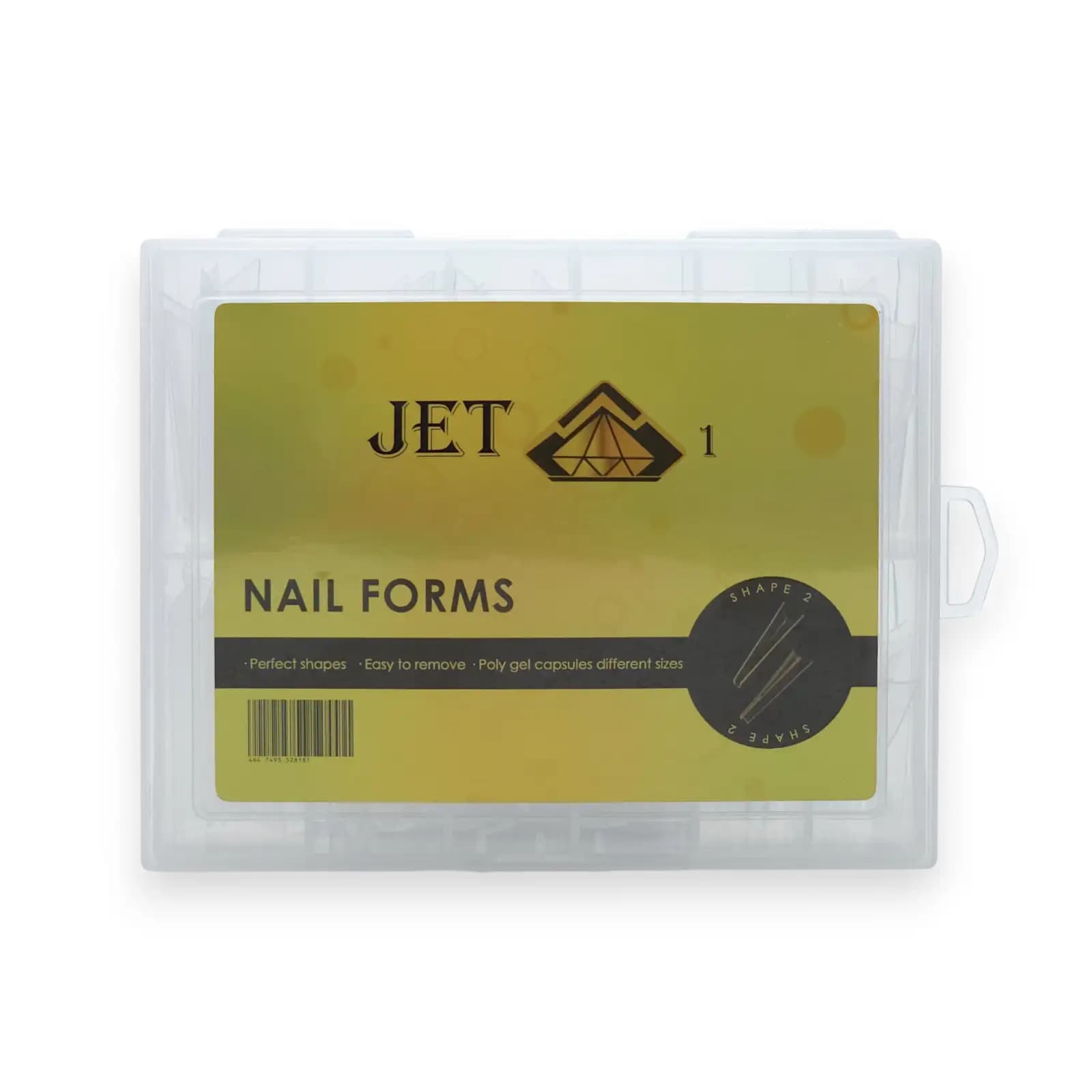 قالب کاشت ناخن جت مدل ۱ شکل ۲ (Jet 1 Nail Forms Shape 2) | تیپ دوال فرم شفاف پلی ژل | بسته 120 عددی