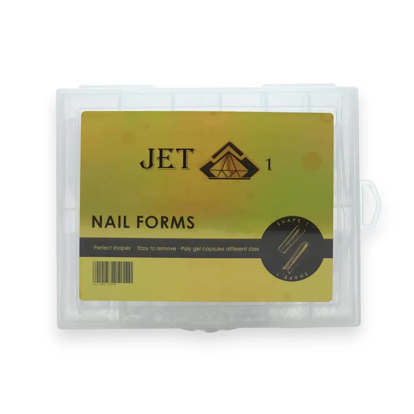 قالب کاشت ناخن جت مدل ۱ شکل ۱ (Jet 1 Nail Forms Shape 1) | تیپ دوال فرم شفاف پلی ژل | بسته 120 عددی