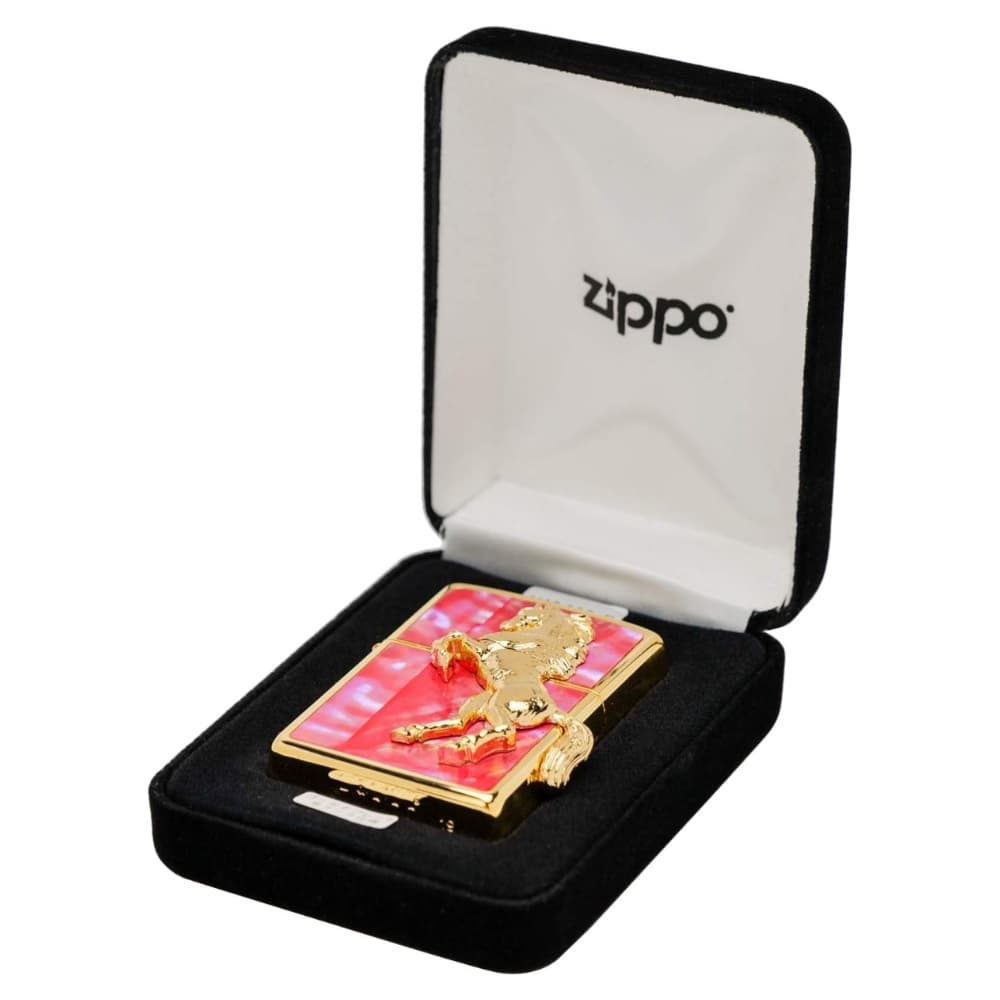 فندک زیپو کاستوم ادیشن صورتی طلایی کد Zippo Winning Winnie Star Shell — تصویر ۴