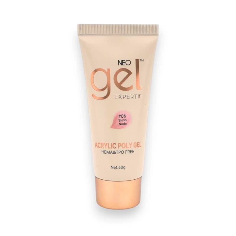 پلی ژل کاشت ناخن نئو ژل NEO GEL | رنگ بلااش نود Blush Nude کد 06 | بدون حساسیت (HEMA TPO Free) | 60 گرم