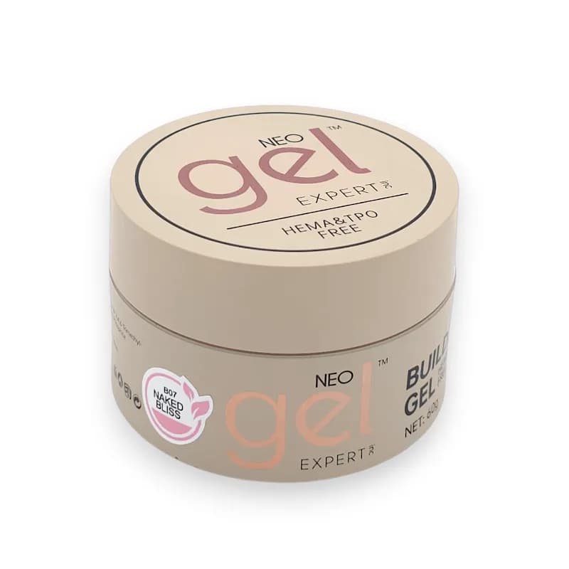 بیلدر ژل کاشت ناخن نئو ژل NEO GEL | رنگ نیکد بلیس Naked Bliss کد B07 | بدون حساسیت (HEMA TPO Free) | 60 گرم