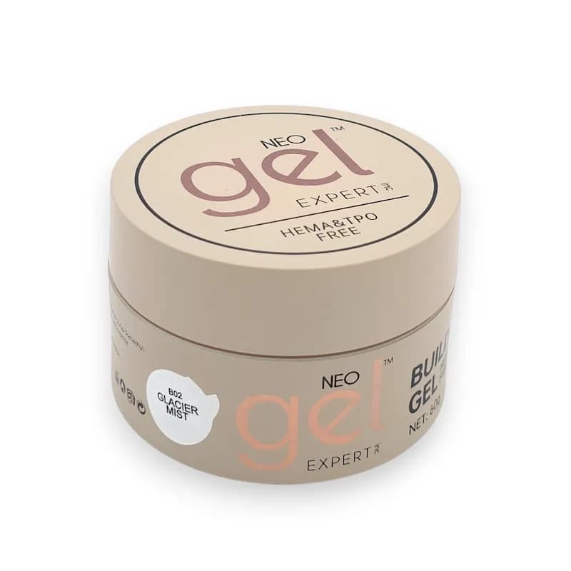 بیلدر ژل کاشت ناخن نئو ژل NEO GEL | رنگ گلیشر میست Glacier Mist کد B02 | بدون حساسیت (HEMA TPO Free) | 60 گرم