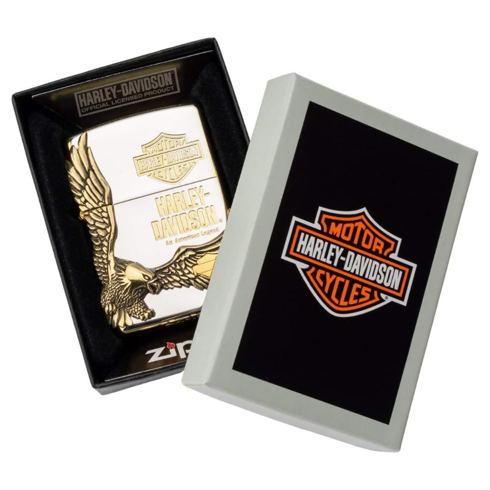 فندک زیپو کاستوم ادیشن سفید طلایی کد Zippo Harley Davidson HDP-17 — تصویر ۴