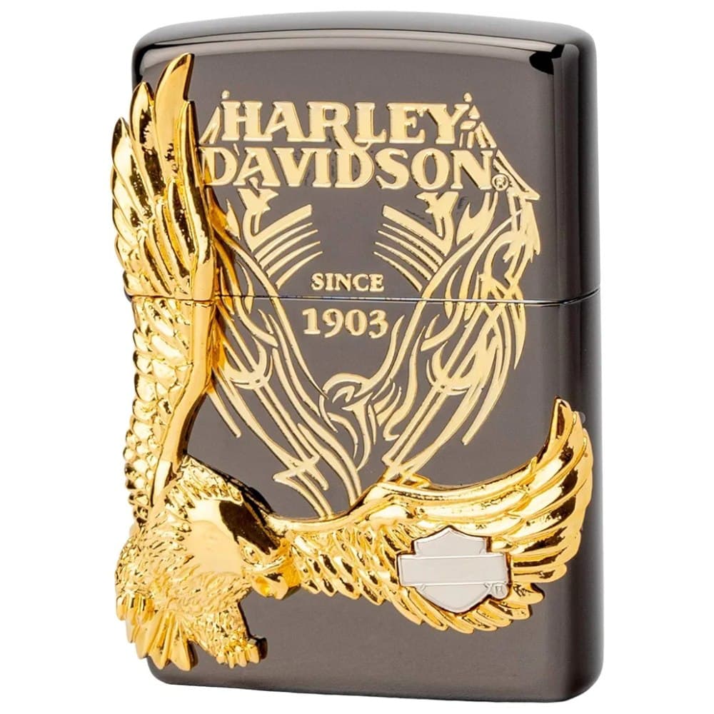فندک زیپو کاستوم ادیشن مشکی طلایی کد Zippo Harley Davidson Hdp-15