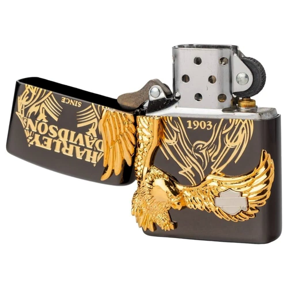 فندک زیپو کاستوم ادیشن مشکی طلایی کد Zippo Harley Davidson Hdp-15 — تصویر ۳