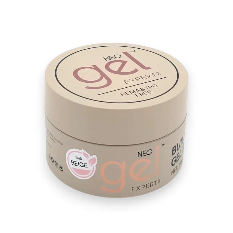 بیلدر ژل کاشت ناخن نئو ژل NEO GEL | رنگ بژ Beige کد B05 | بدون حساسیت (HEMA TPO Free) | 60 گرم