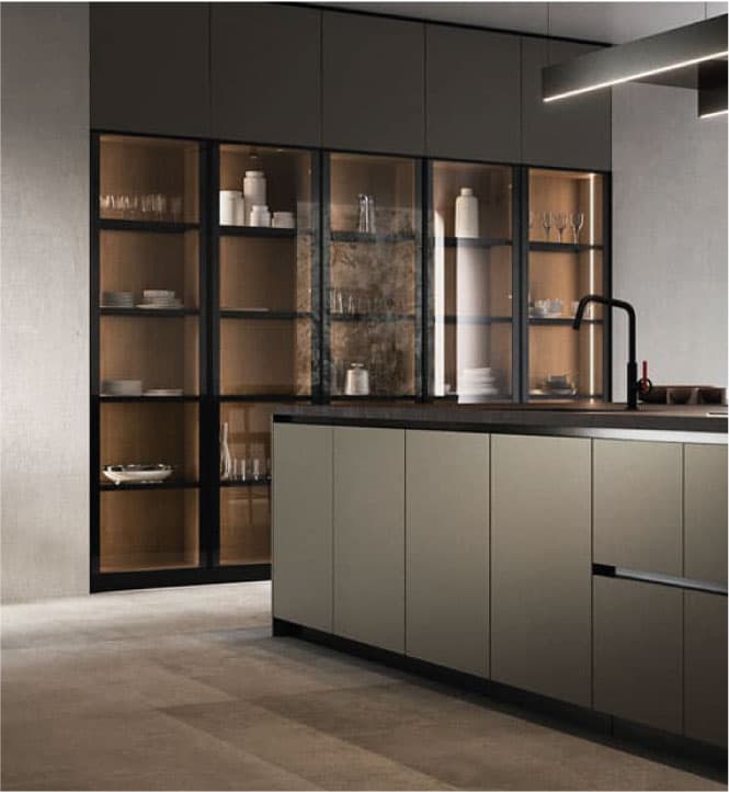درب شیشه ای کابینت فریم لس