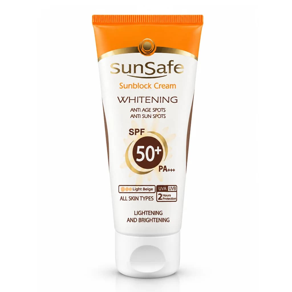 کرم ضد آفتاب روشن كننده +SPF50 سان سیف بژ روشن 50 گرم