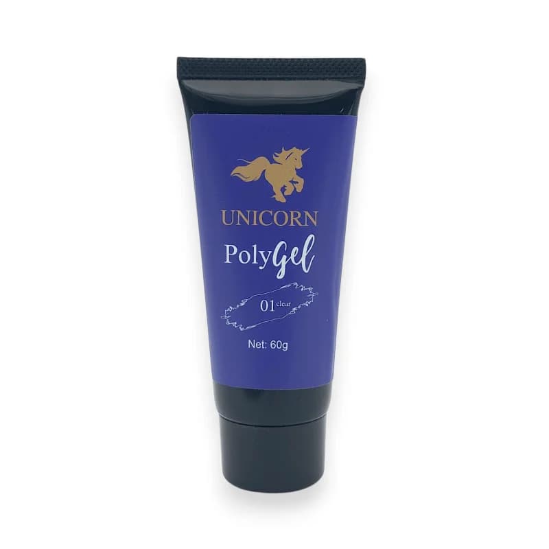 پلی ژل کاشت ناخن یونیکورن Unicorn | رنگ کلیر Clear (شفاف) شماره 01 | 60 گرم