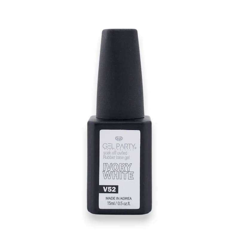 رابر بیس کاشت ناخن ژل پارتی Gel Party | رنگ ایووری وایت Ivory White (سفید عاجی) کد V52 | حجم 15میل