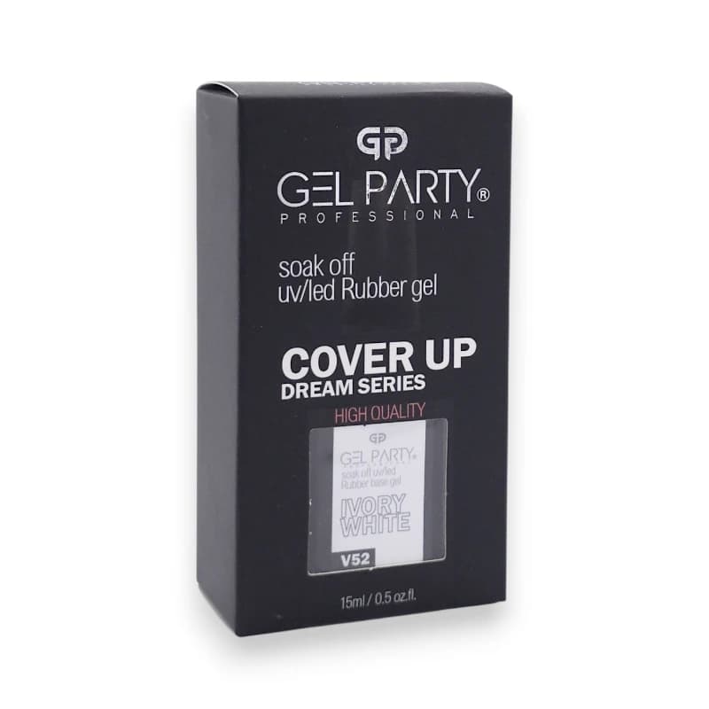 رابر بیس کاشت ناخن ژل پارتی Gel Party | رنگ ایووری وایت Ivory White (سفید عاجی) کد V52 | حجم 15میل — تصویر ۲