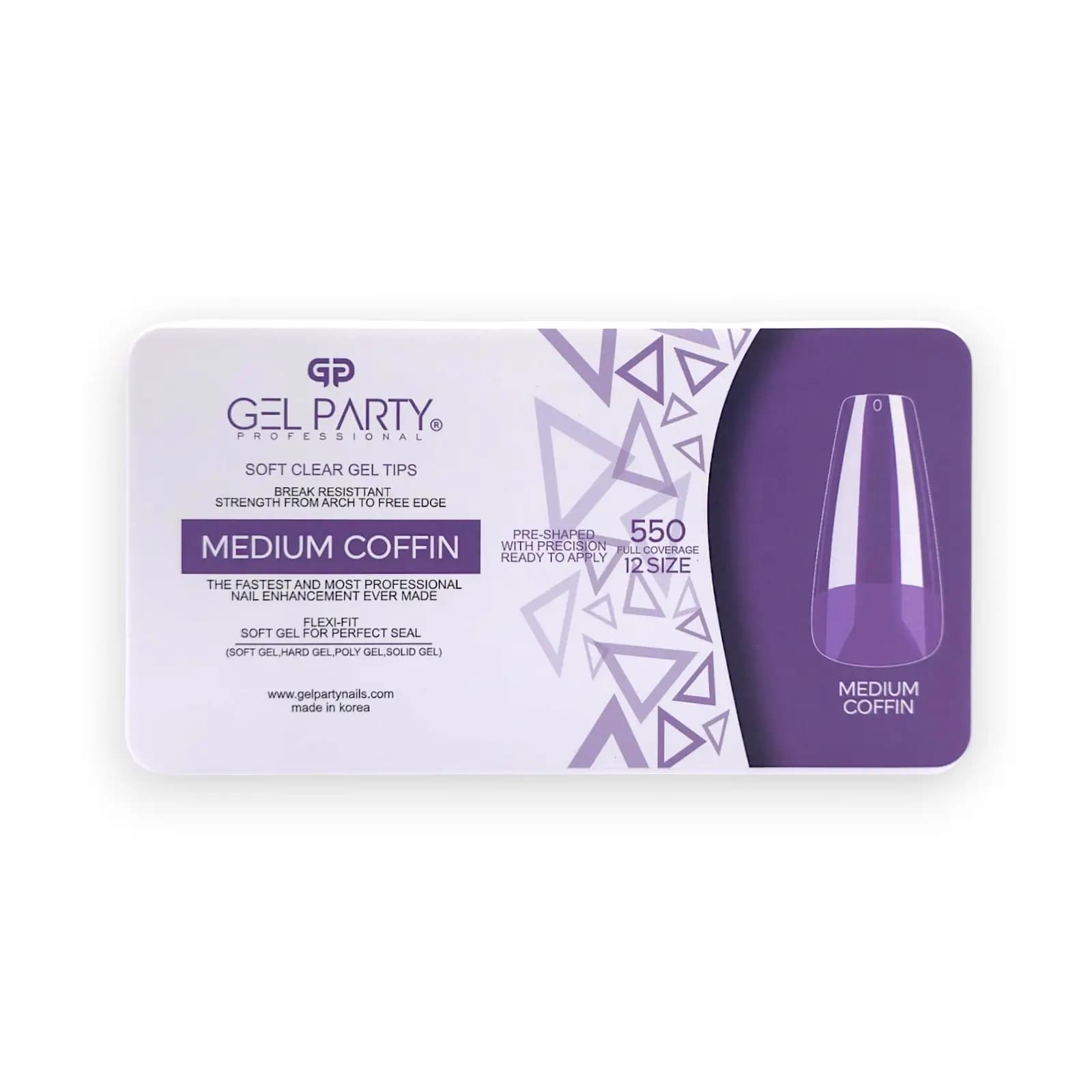 ژل تیپس کاشت ناخن ژل پارتی Gel Party | فرم مدیوم کافین Medium Coffin | بسته 550 عددی