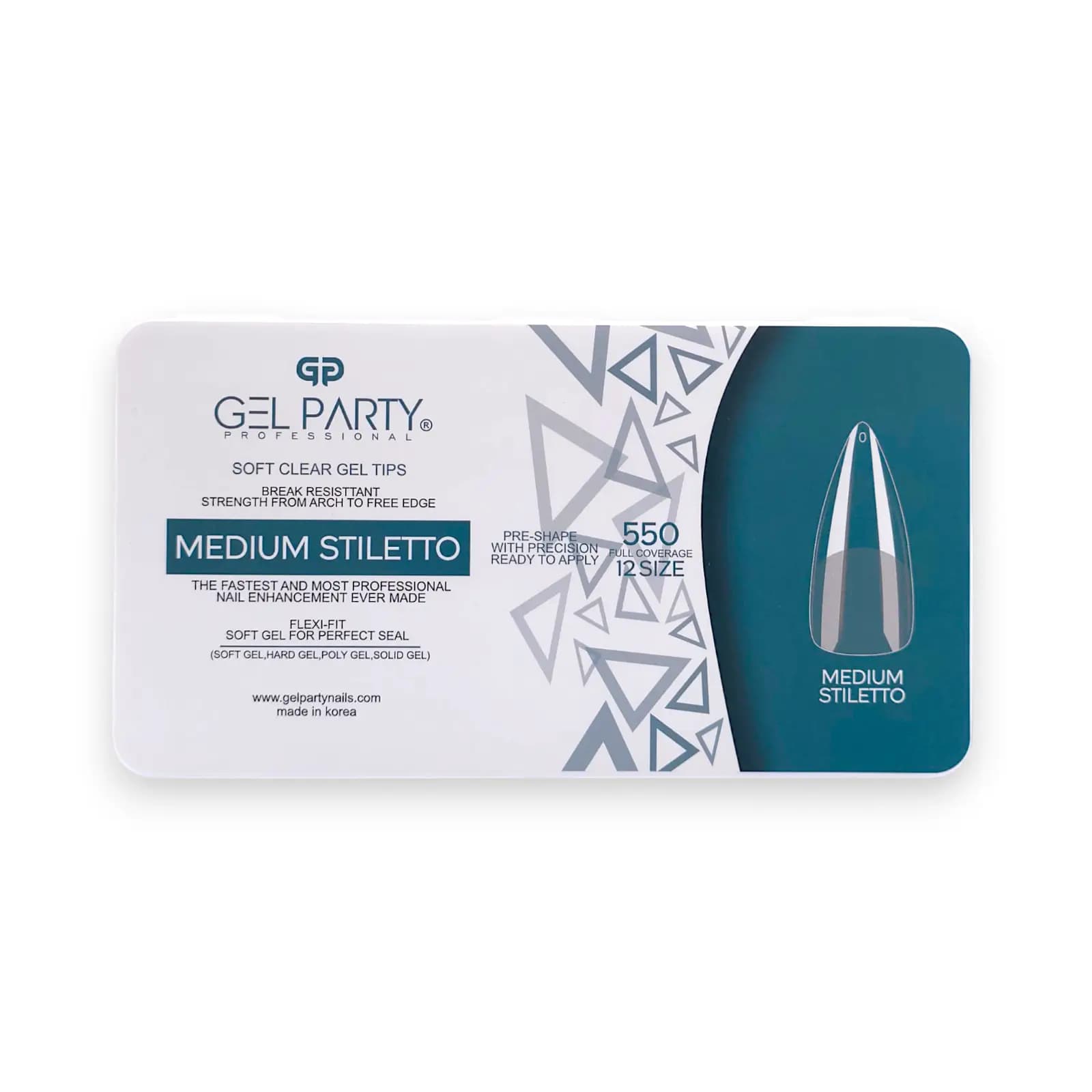 ژل تیپس کاشت ناخن ژل پارتی Gel Party | فرم مدیوم استیلیتو Medium Stiletto | بسته 550 عددی