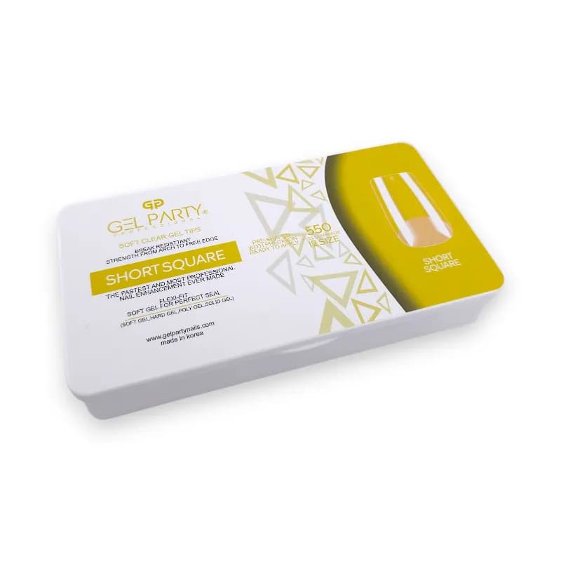 ژل تیپس کاشت ناخن ژل پارتی Gel Party | فرم شورت اسکوئر Short Square (مربع کوتاه) | بسته 550 عددی — تصویر ۲