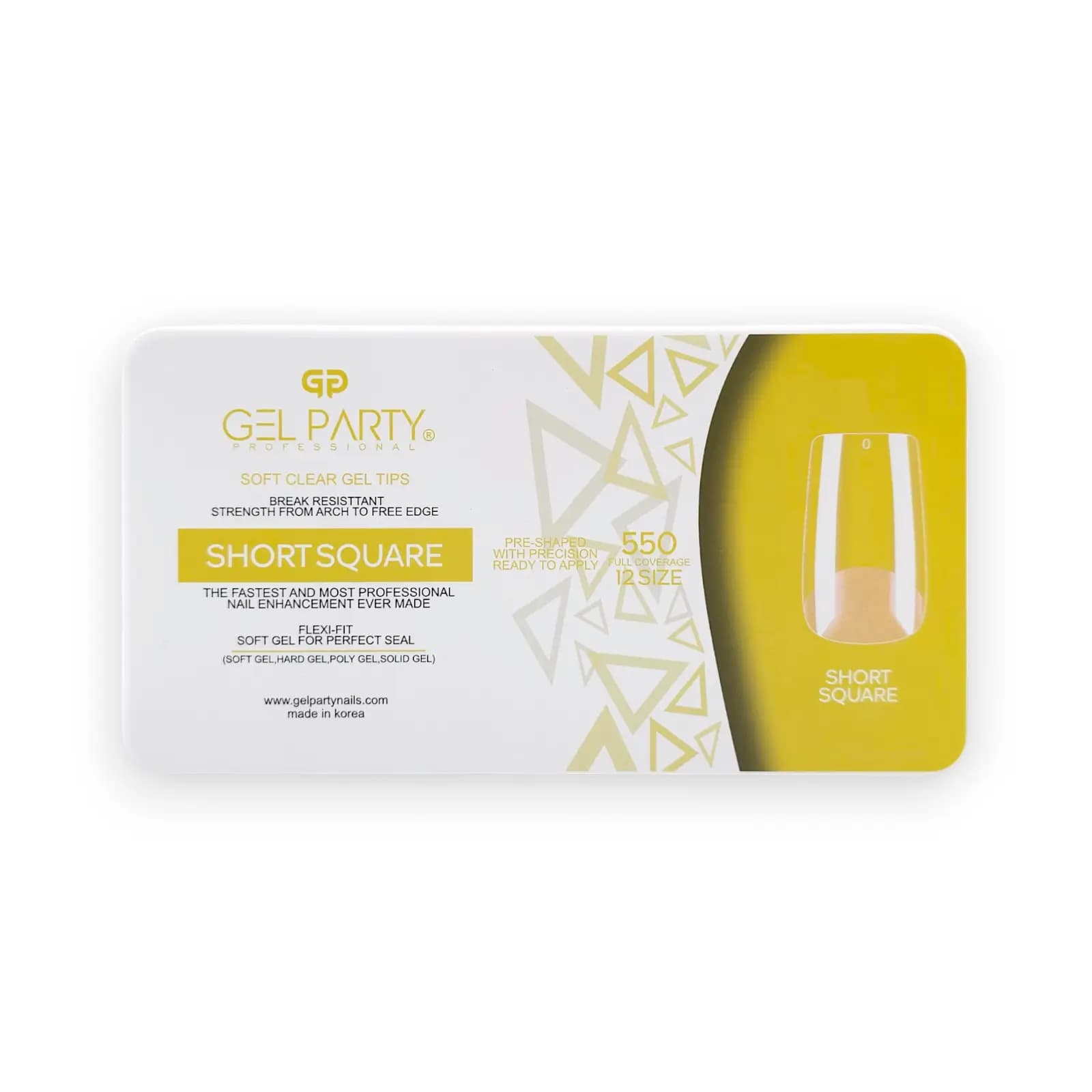 ژل تیپس کاشت ناخن ژل پارتی Gel Party | فرم شورت اسکوئر Short Square (مربع کوتاه) | بسته 550 عددی