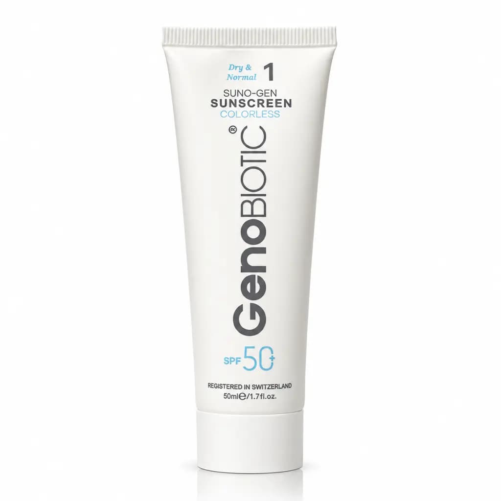 کرم ضد آفتاب ژنوبایوتیک SPF50 مناسب پوست خشک و معمولی 50 میلی لیتر