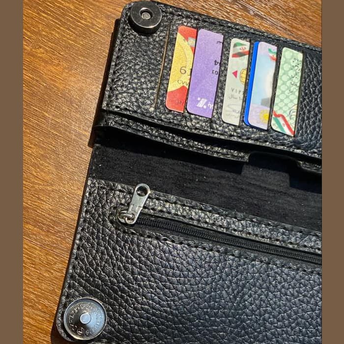 کیف پول چرم گاوی اسپرت دست دوز R.J — تصویر ۳