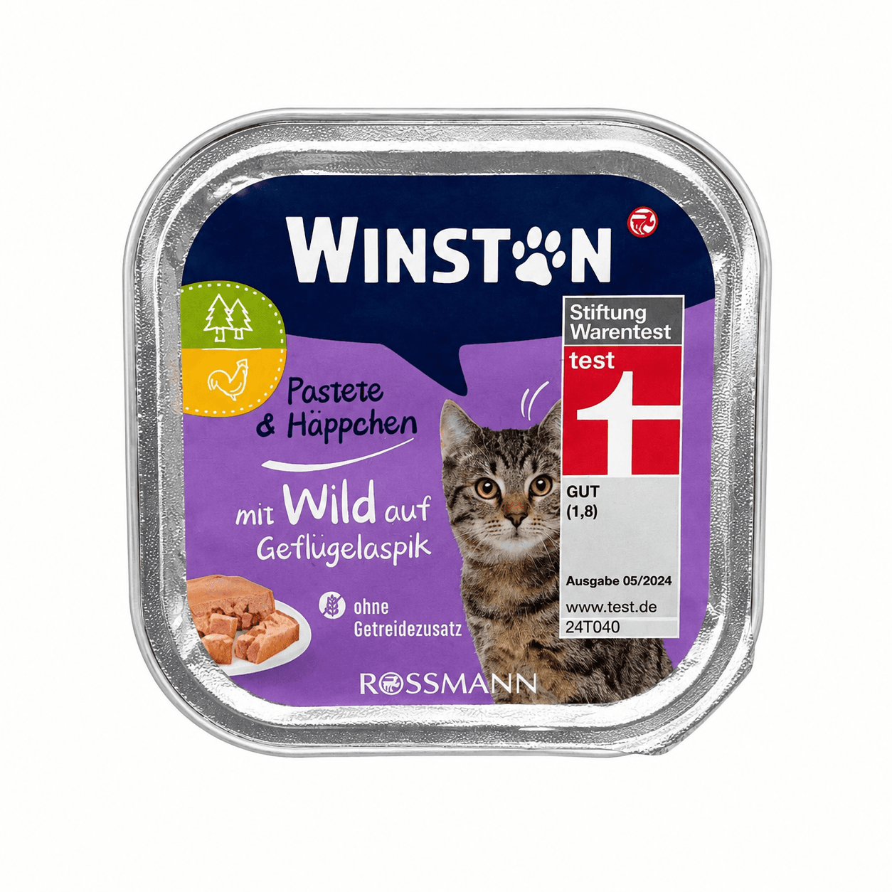 کنسرو پته گربه وینستون با طعم گوشت شکار و تکه‌های گوشت طیور ۱۰۰ گرم Winston Pastete & Chunks with Wild Game and Poultry