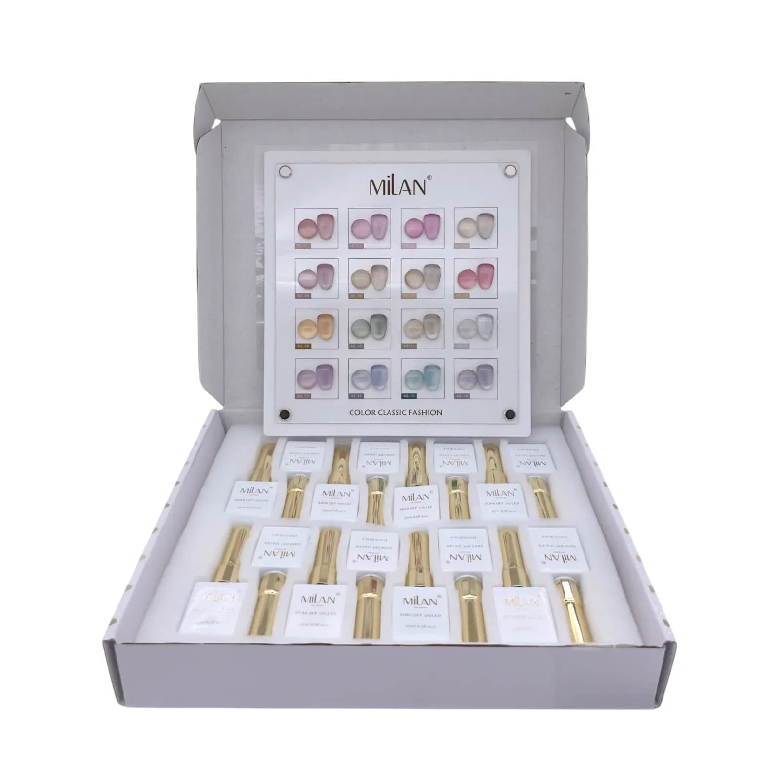 پک 16 عددی لاک ژل آیس میلان MiLAN | سری Color Classic Fashion | حجم 15 میل — تصویر ۲