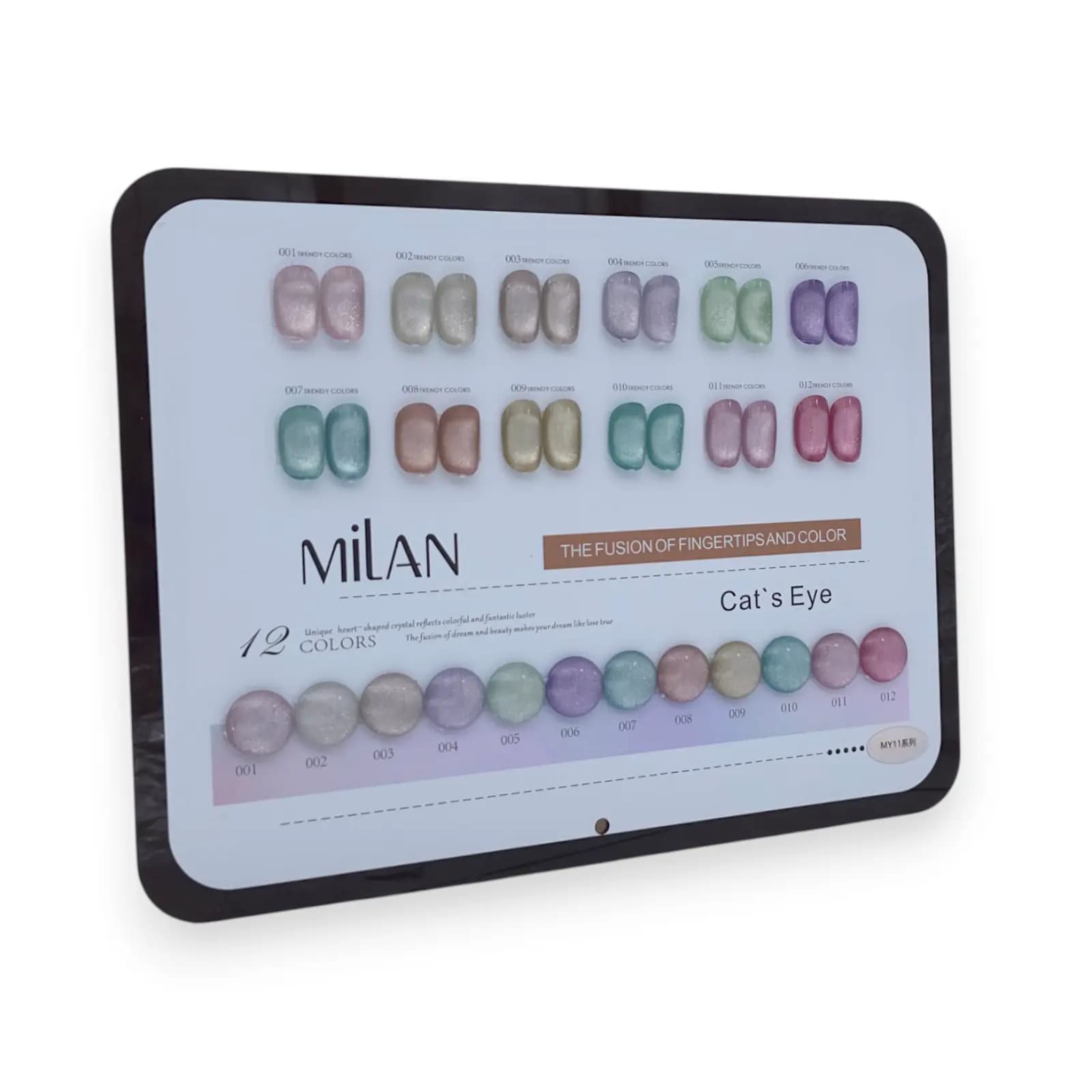 پک 12 عددی لاک ژل چشم گربه‌ای میلان MiLAN | سری MY11 | رنگ‌های پاستلی و شاین | حجم 15 میل — تصویر ۵