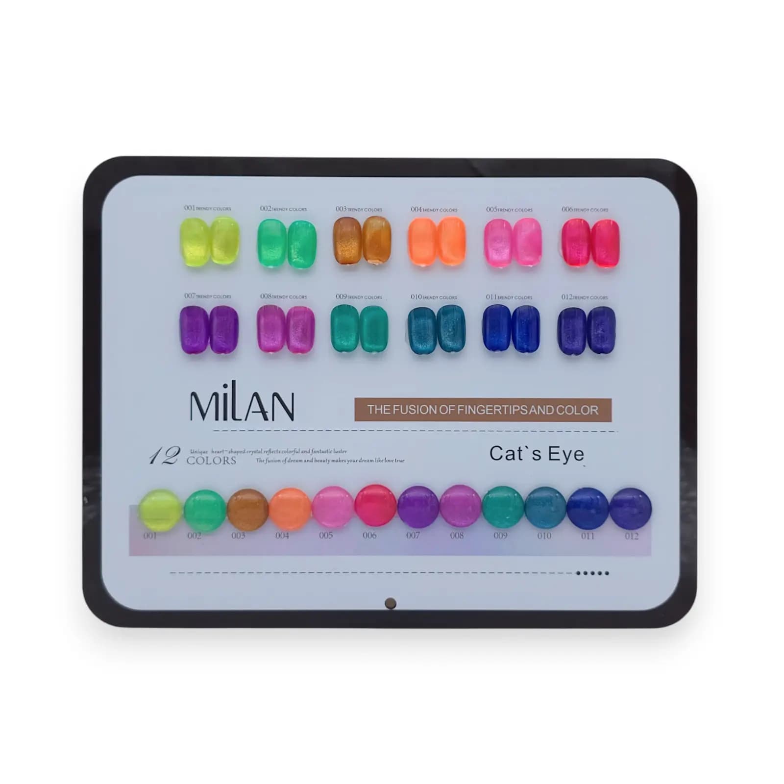 پک 12 عددی لاک ژل چشم گربه‌ای میلان MiLAN | مدل MY10 | تم نئون و شبرنگ فانتزی | حجم 15 میل