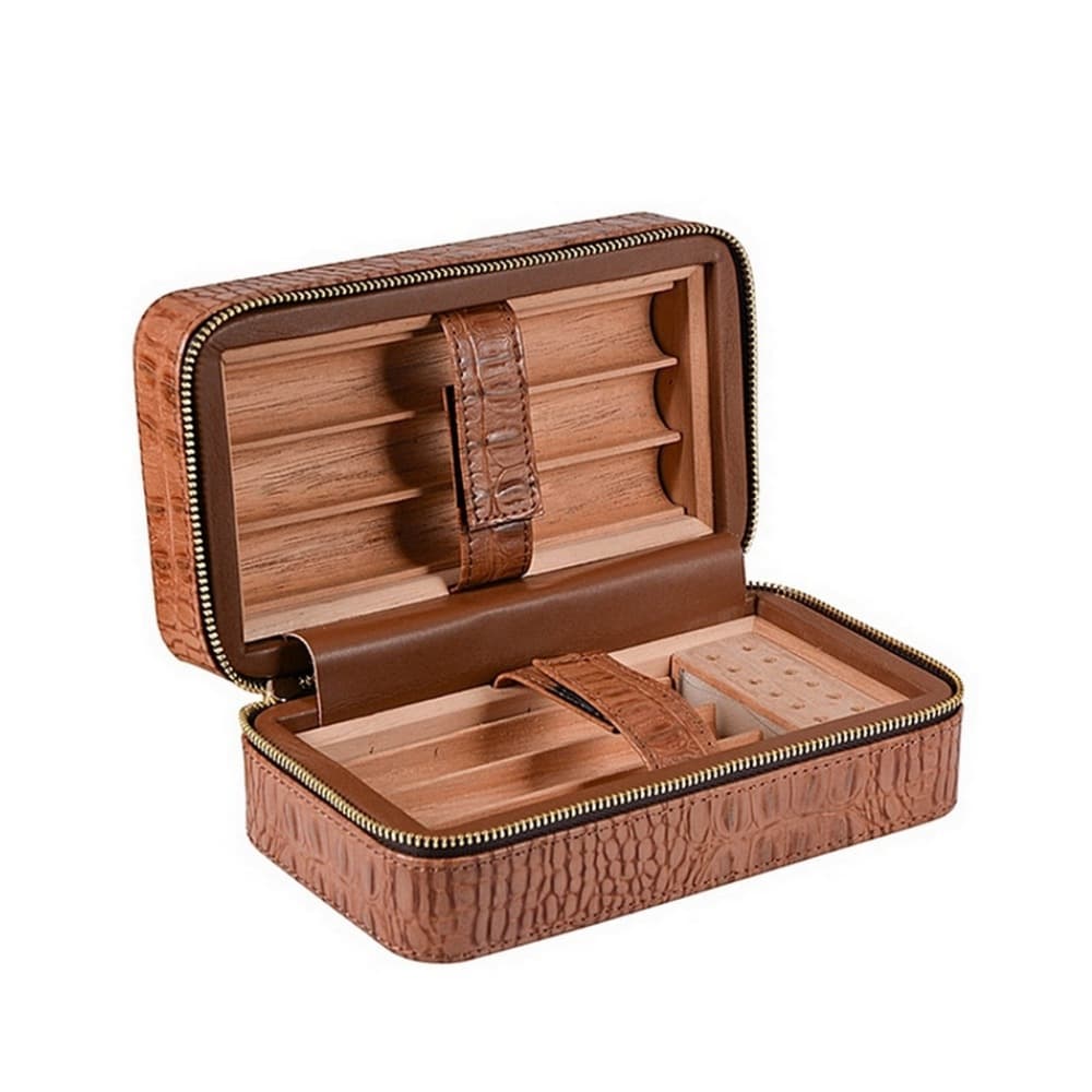 تراول هومیدور مسافرتی سیکارلان Sikarlan Travel Humidor Brown Sk-4051 — تصویر ۳